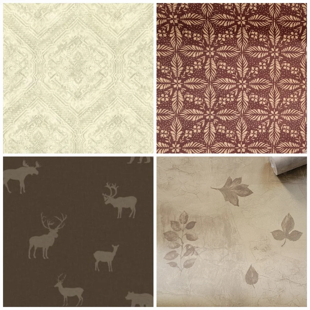 Wallpaper Brantley Beige Pinecone Toss Lodge Rustic